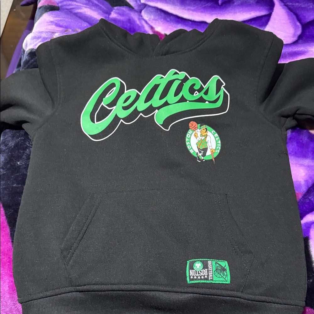 NBA Kids Black Hoodie with Green Celtics Script